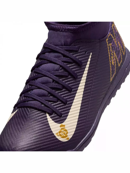 Детски Футболни Обувки Високи Mercurial Superfly 10 Club "Kylian Mbappé" с Гумена Подметка и Чорап Grand Purple / Pale Ivory