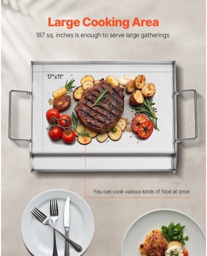 Vevor Tabletop Electric Grill Smooth Plate Inox 42.5cmx27cmcm