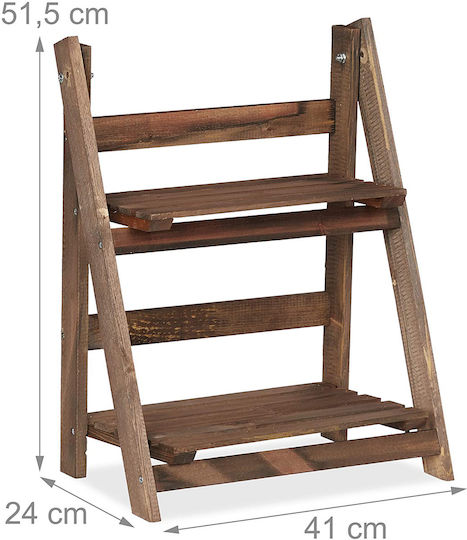Plant Stand 2 Shelves Wood 51.5 x 41 x 24 cm Brown