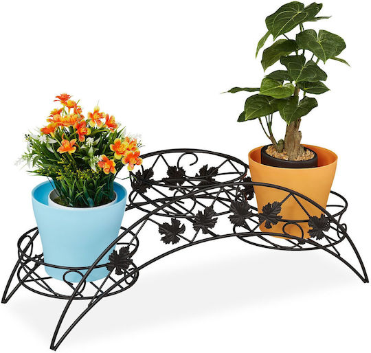 Blumenständer im antiken Design 3 Töpfe Schwarz 21 x 55 x 19 cm