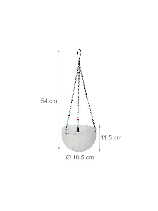 Set 2 Ghivece Suspendate Sistem de Stocare a Apei Indicator Nivel Apă Plastic Fier Alb 54 X 18.5 Cm