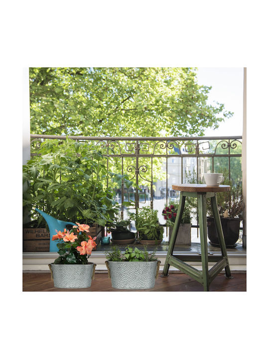 Set 2 Ghivece Decorative cu Mâner Argintiu Maro