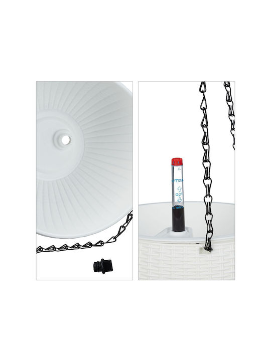 Set 2 Ghivece Suspendate Sistem de Stocare a Apei Indicator Nivel Apă Plastic Fier Alb 54 X 18.5 Cm