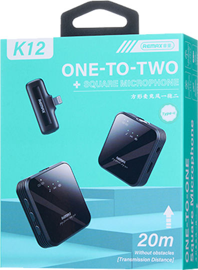 Remax K12 2-in-1 Wireless Condenser (Small Diaphragm) Microphone Πέτου, Clip On for Mobile