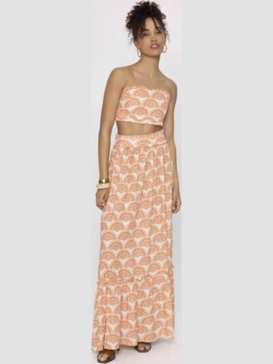 Linen Maxi Skirt Floral Floral