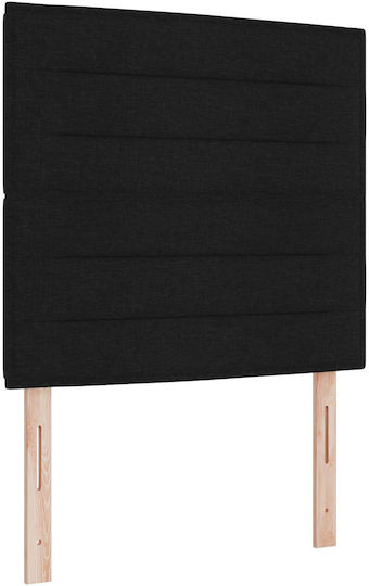 vidaXL LED Табла За Легло Дървена Черна 100x88cm