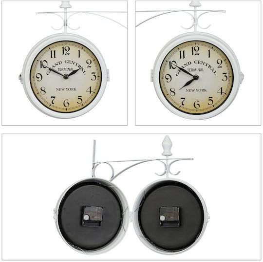 Vintage Wall Clock Double-sided 34 x 35 x 10 cm White
