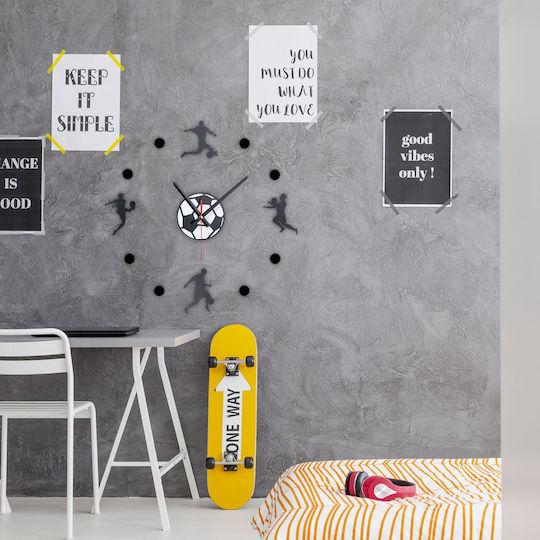 Decorative Wall Clock Diy Football 50 100 Cm 3d Effect Black White