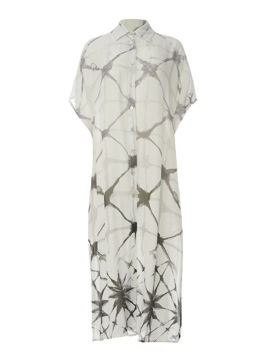 Sommer Maxi Hemdkleid Weiß