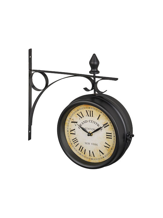 Retro Wall Clock Double-sided Roman Numerals 33 X 34 X 10 Cm Black