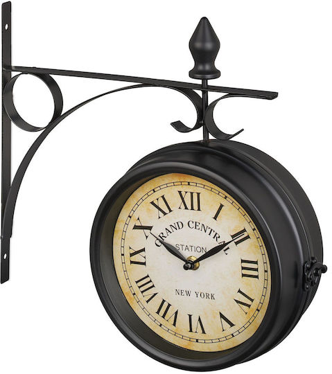 Retro-Wanduhr beidseitig römische Ziffern 33 x 34 x 10 cm Schwarz Retro-Wanduhr beidseitig römische Ziffern 33 x 34 x 10 cm Schwarz