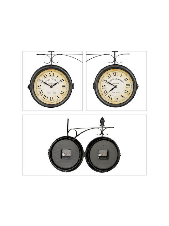 Retro Wall Clock Double-sided Roman Numerals 33 X 34 X 10 Cm Black