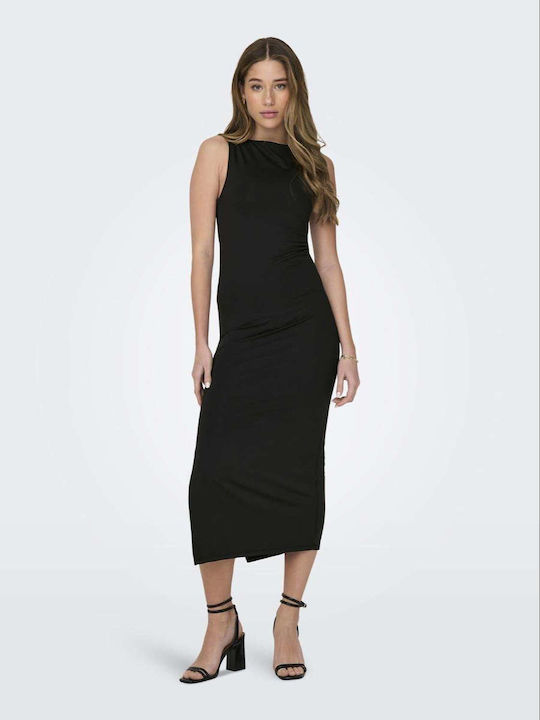 Summer Midi Dress with Tearing Black