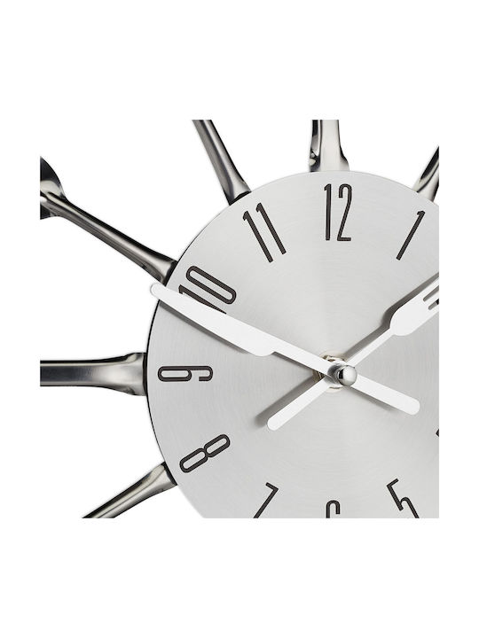 Wall Clock Accessorized Cutlery Silver Diameter 40 Cm Relaxdays
