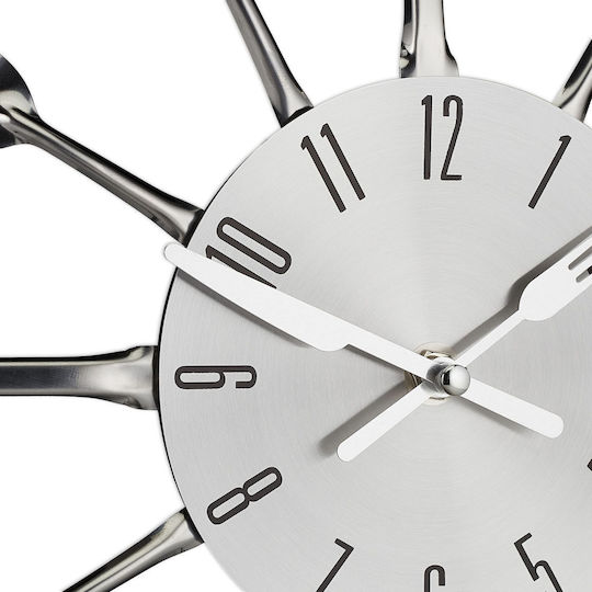 Ceas de Perete Accesorii Tacâmuri Argintiu Diametru 40 Cm Relaxdays