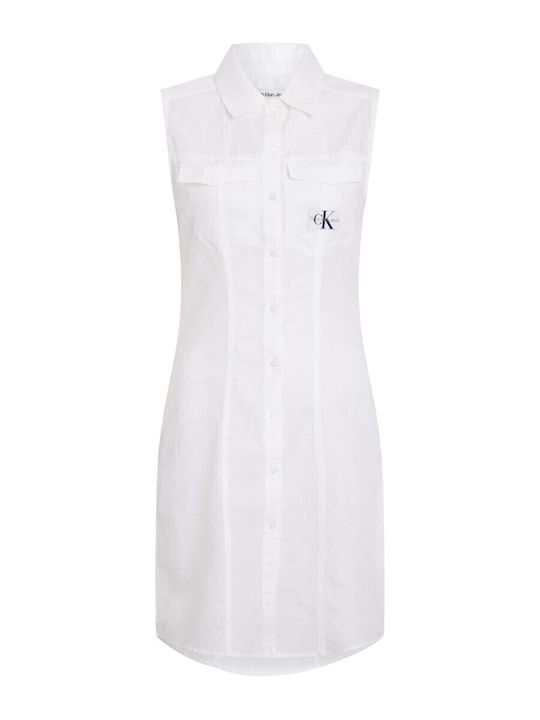 Sommer Mini Hemdkleid Kleid Weiß