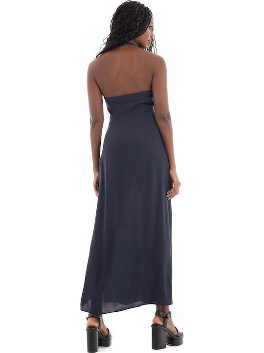 Midi Blue Backless Dress