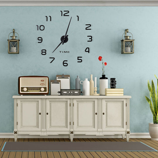 Стенен часовник с лепящи 3D цифри черен Relaxdays