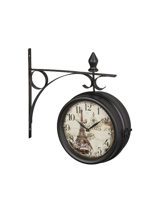 Wall Clock Paris Design Double-sided 34 X 35 X 10 Cm Black