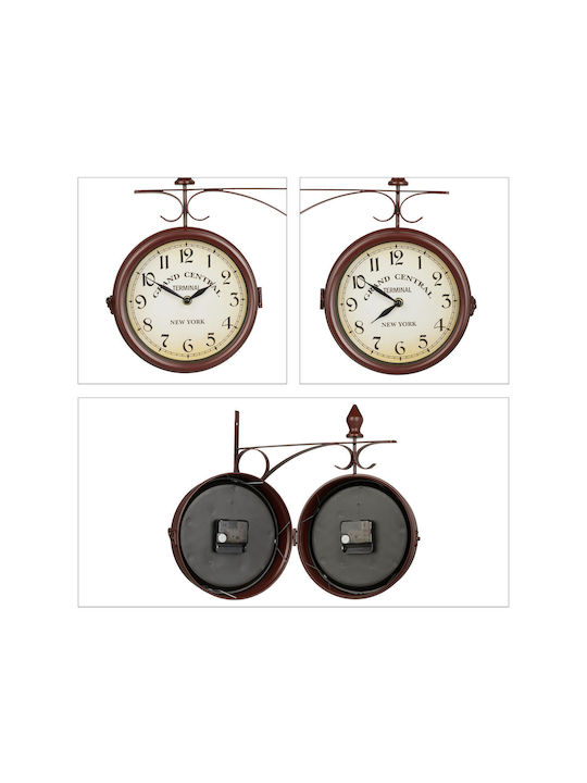 Vintage Wall Clock Double-sided 34 x 35 x 10 cm Brown