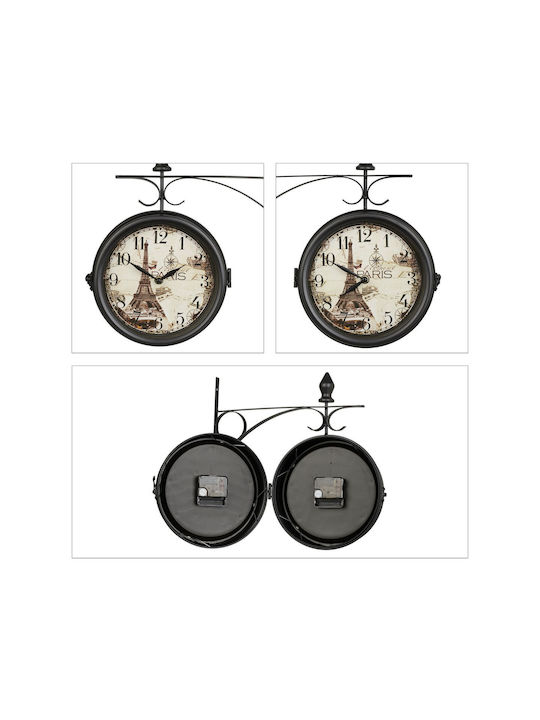 Wall Clock Paris Design Double-sided 34 X 35 X 10 Cm Black