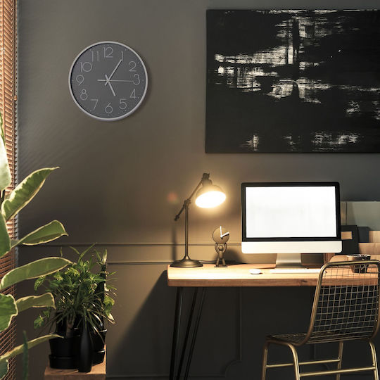 Wall Clock Kitchen Living Room Decorative Modern Arabic Numbers 30 X 4 Cm White Gray
