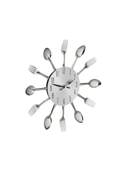 Wall Clock Accessorized Cutlery Silver Relaxdays
