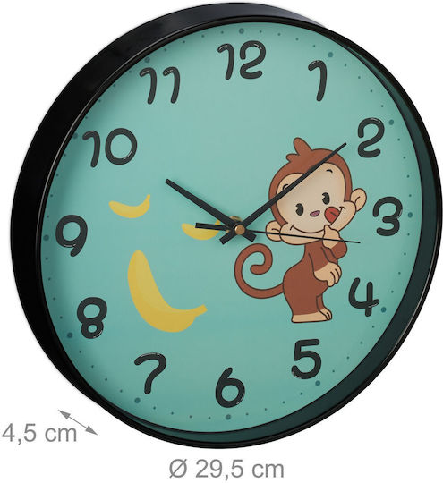 Kinder-Wanduhr Arabische Zahlen 29,5 x 4,5 cm Schwarz Blau Kinder-Wanduhr Arabische Zahlen 29,5 x 4,5 cm Schwarz Blau