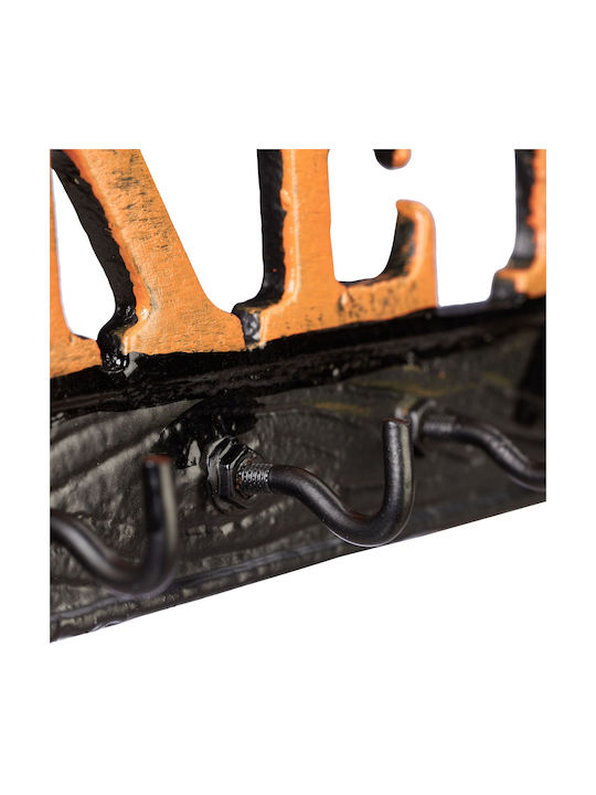 Schlüsselhalter 5 Haken Relaxdays Maße 10 x 26 x 3 cm Schwarz Orange