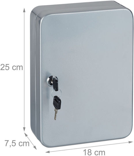 Metal Key Holder Storing 48 Keys Keychains Dimensions 25 X 18 X 7.5 Cm Gray Relaxdays