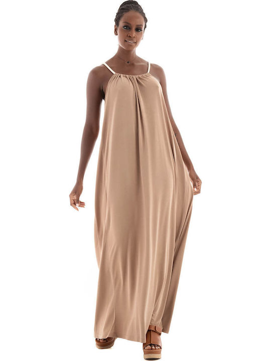 Καλοκαιρινό Maxi Φόρεμα Beige