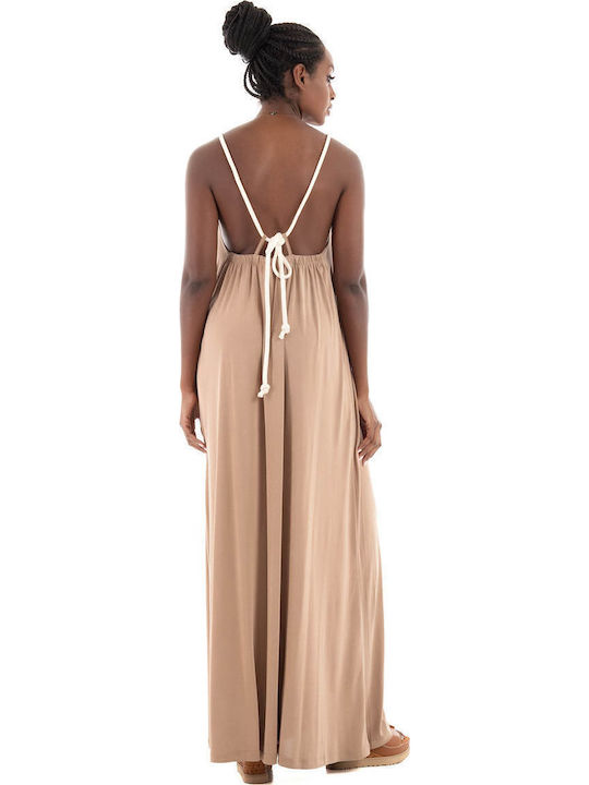 Καλοκαιρινό Maxi Φόρεμα Beige