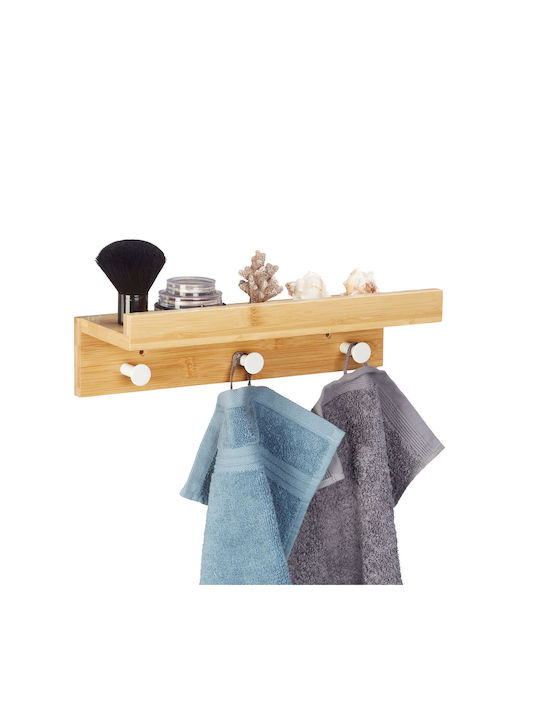 Bambus Wandgarderobe Regal 3 Haken 10 x 36 x 12 cm Braun