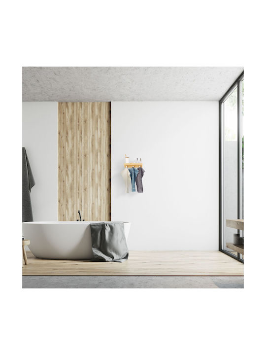 Bambus Wandgarderobe Regal 3 Haken 10 x 36 x 12 cm Braun