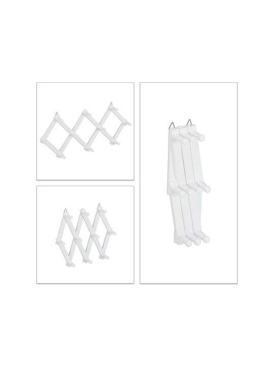 Foldable Wall Coat Rack 10 Hooks Dimensions 32 X 10 Cm White Relaxdays