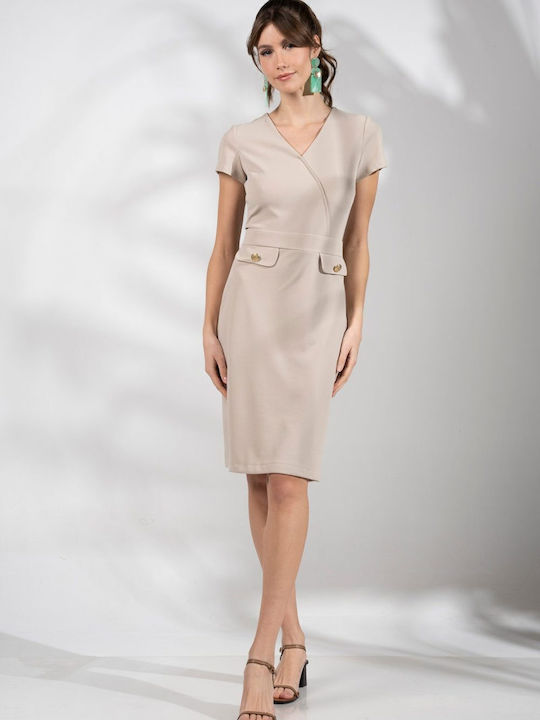 Summer Mini Dress Wrap Beige
