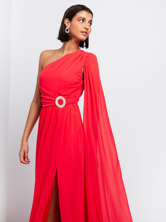 Summer Maxi Dress for Wedding Christening Drape Orange