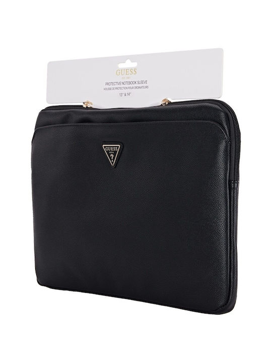 Guess Pu Grained Triangle Logo Tasche Fall für Laptop 14" in Schwarz Farbe