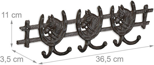 Vintage Wall Coat Rack 6 Hooks 11 X 36.5 X 3.5 Cm Brown