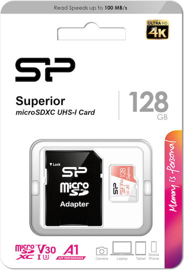 Silicon Power Superior SDXC 128GB V30 UHS-I 80MB/s με αντάπτορα