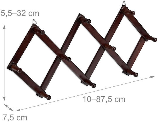 Folding Wall Coat Rack 10 Hooks Dimensions 32 X 10 Cm Dark Brown Relaxdays