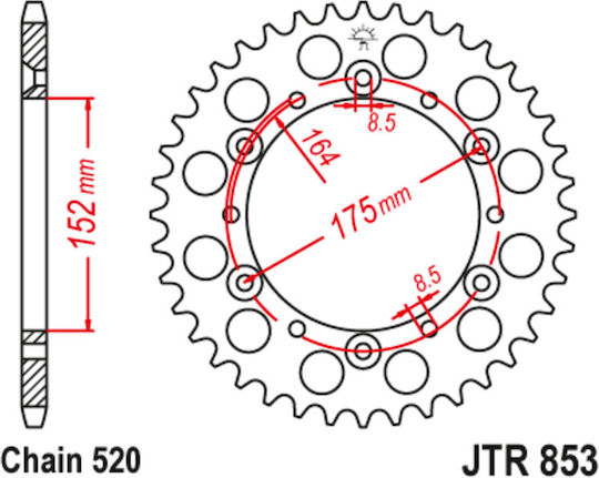 JT Sprockets Hinteres Ritzel für Yamaha TTR (Tischtennis-Roboter)