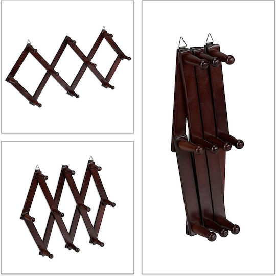 Folding Wall Coat Rack 10 Hooks Dimensions 32 X 10 Cm Dark Brown Relaxdays