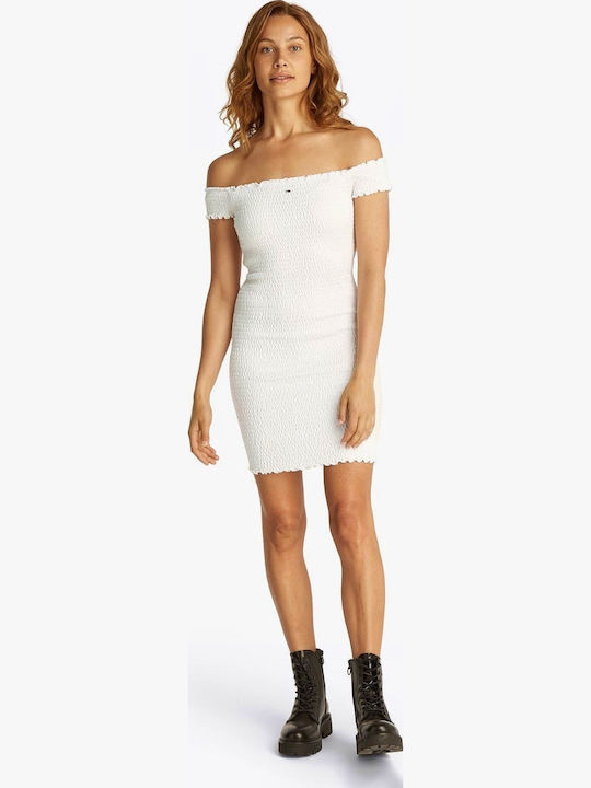 Summer Mini Evening Dress Ecru