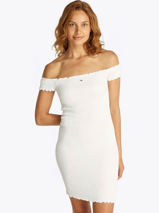 Summer Mini Evening Dress Ecru