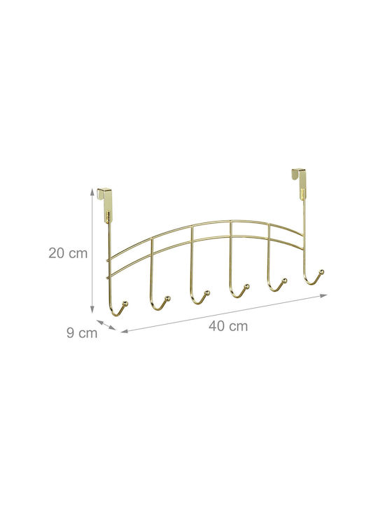 Vielseitige Metall Wandhalterung 6 Haken 20x40x9 Cm Gold