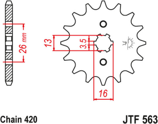 JT Sprockets Pinion față pentru Yamaha DT 50 - Magazin online