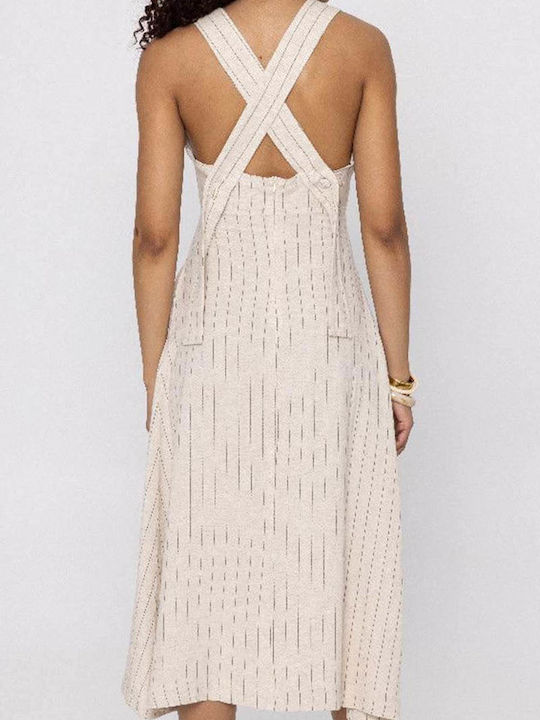 Alvara Summer Midi Knitted Beige Dress