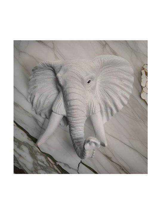 Sculptură de Perete Elefant din Rășină Decorare Casă Alb 20x9x21.5cm