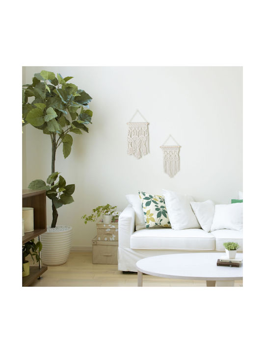 Set 2 Pieces Cream Wall Macrame Decor Dimensions 60 X 30 X 1.5 Cm Each Relaxdays